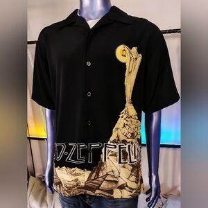 Led Zeppelin Vintage “Stairway to Heaven” Graphic Button-Up Shirt Men’s M Black